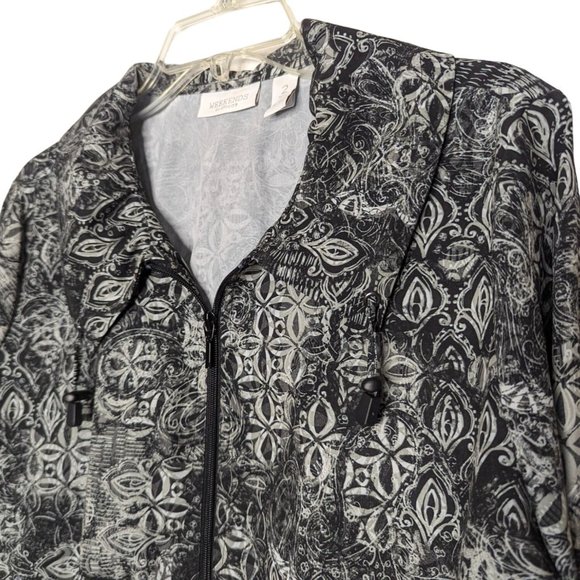 WEEKENDS BY CHICO'S long sleeve zippered front gray lightweight jacket sz 2 sz 1 - Picture 6 of 10